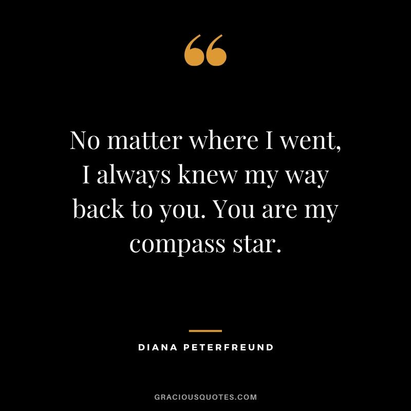 No matter where I went, I always knew my way back to you. You are my compass star. - Diana Peterfreund