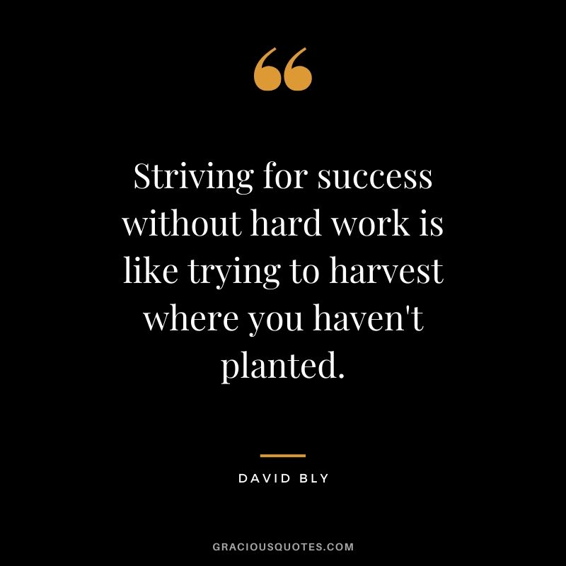 Striving for success without hard work is like trying to harvest where you haven't planted. - David Bly #success #quotes #business #successquotes
