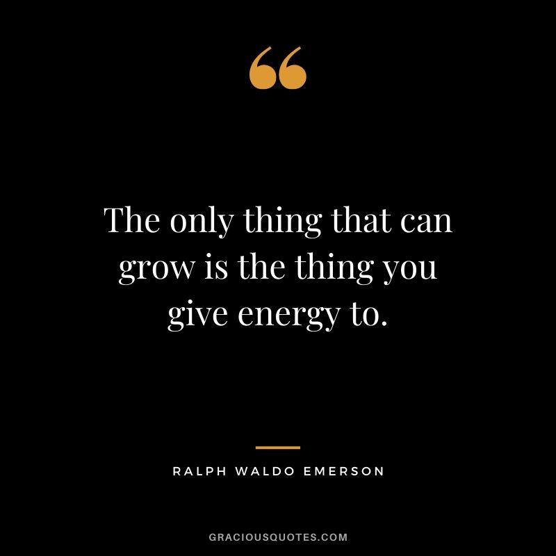 The only thing that can grow is the thing you give energy to. - Ralph Waldo Emerson