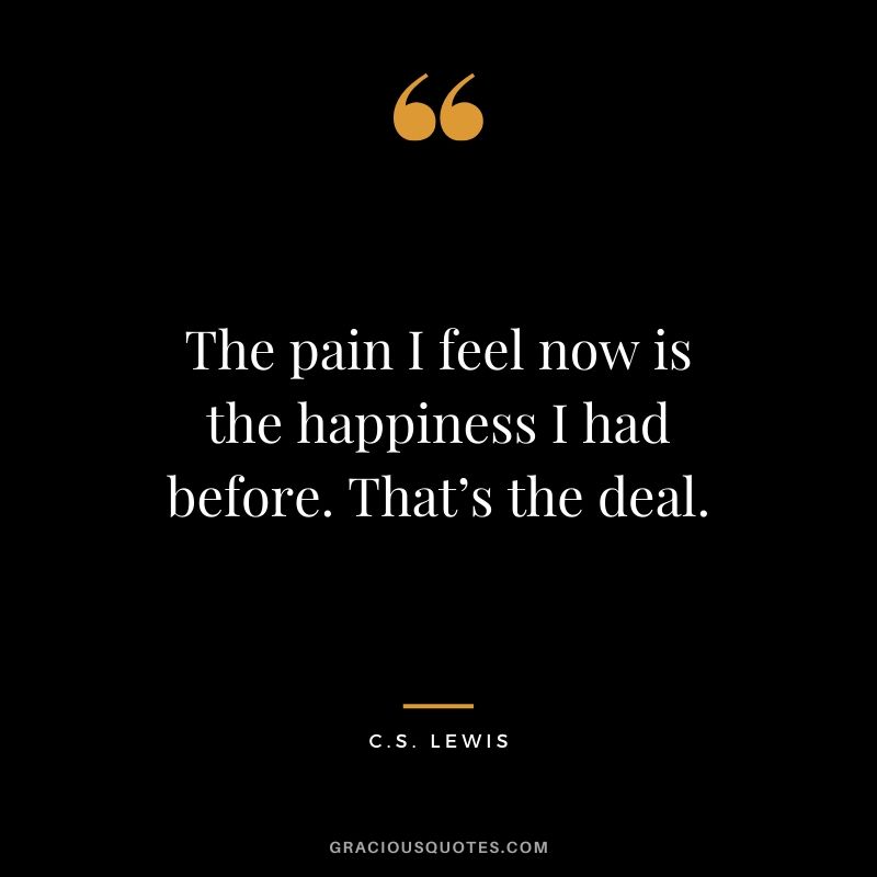 The pain I feel now is the happiness I had before. That