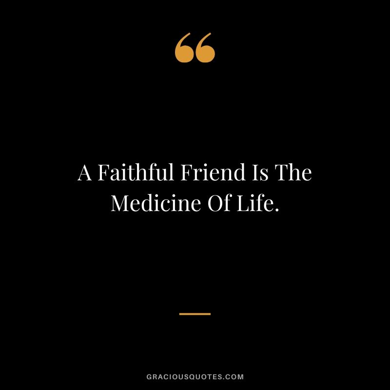 A Faithful Friend Is The Medicine Of Life.