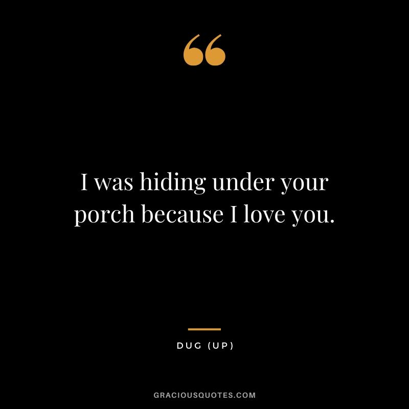 I was hiding under your porch because I love you. - Dug (UP)
