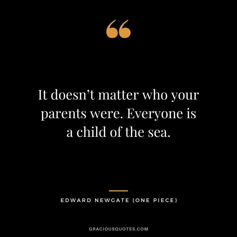 It doesn’t matter who your parents were. Everyone is a child of the sea. - Edward Newgate (One Piece)