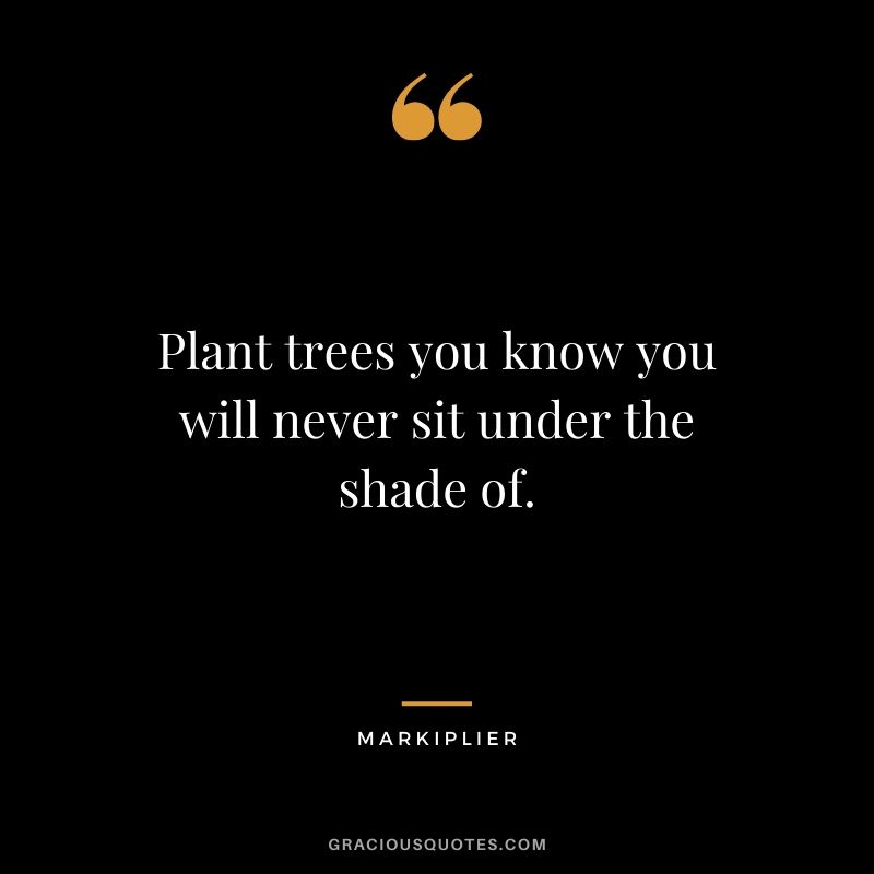 Plant trees you know you will never sit under the shade of. - #markiplier #youtuber #quotes