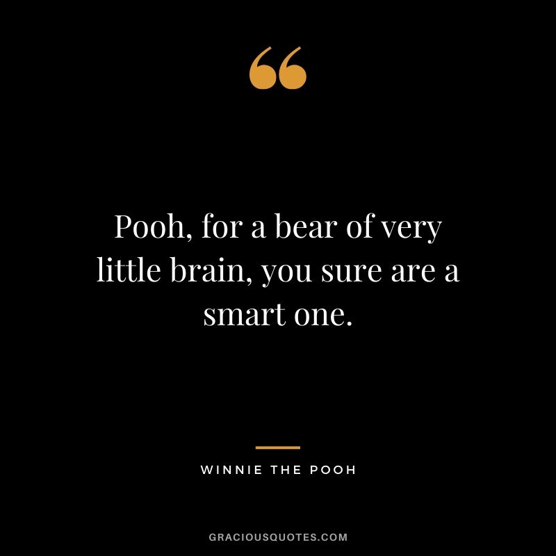 Pooh, for a bear of very little brain, you sure are a smart one. - Winnie the Pooh