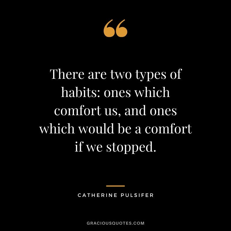 There are two types of habits: ones which comfort us, and ones which would be a comfort if we stopped. - Catherine Pulsifer
