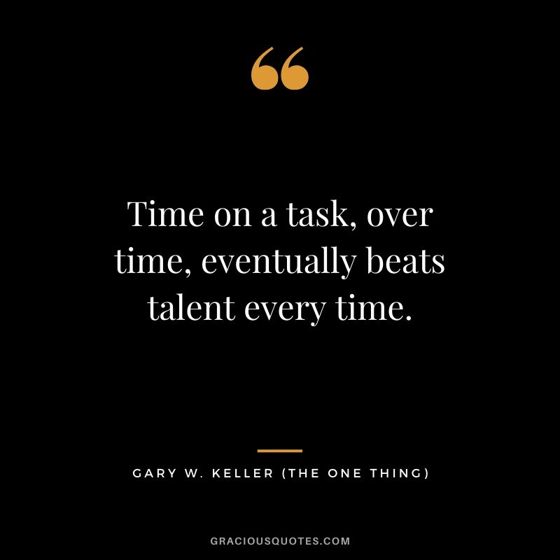 Time on a task, over time, eventually beats talent every time. - Gary Keller