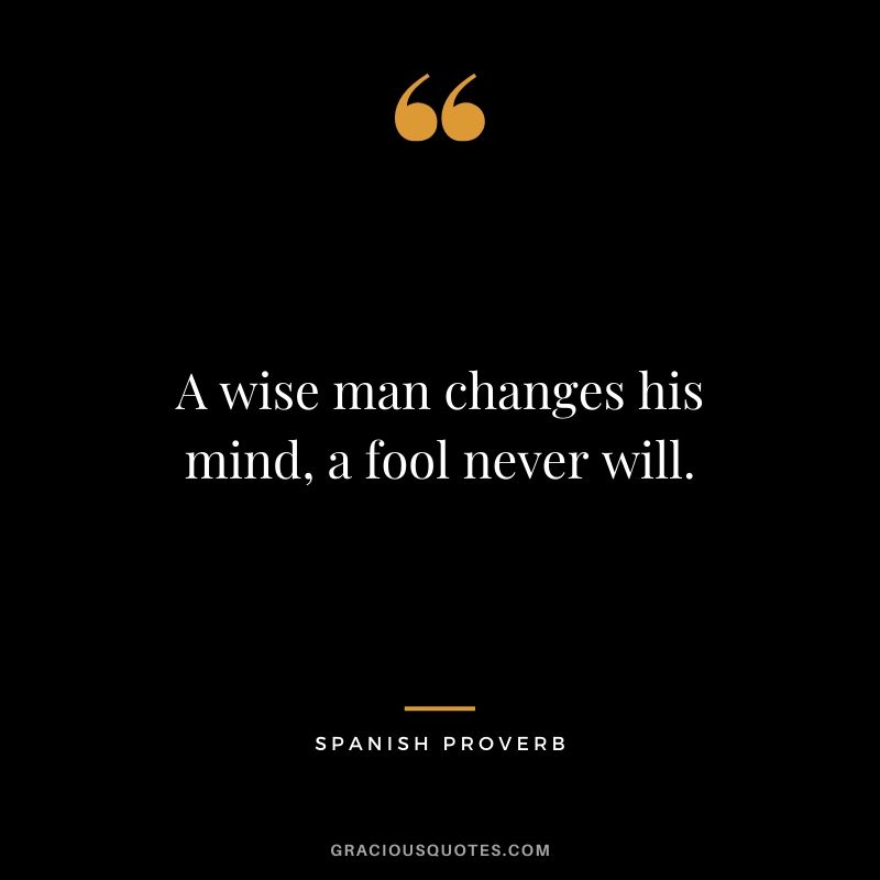 A wise man changes his mind, a fool never will. - Spanish Proverb