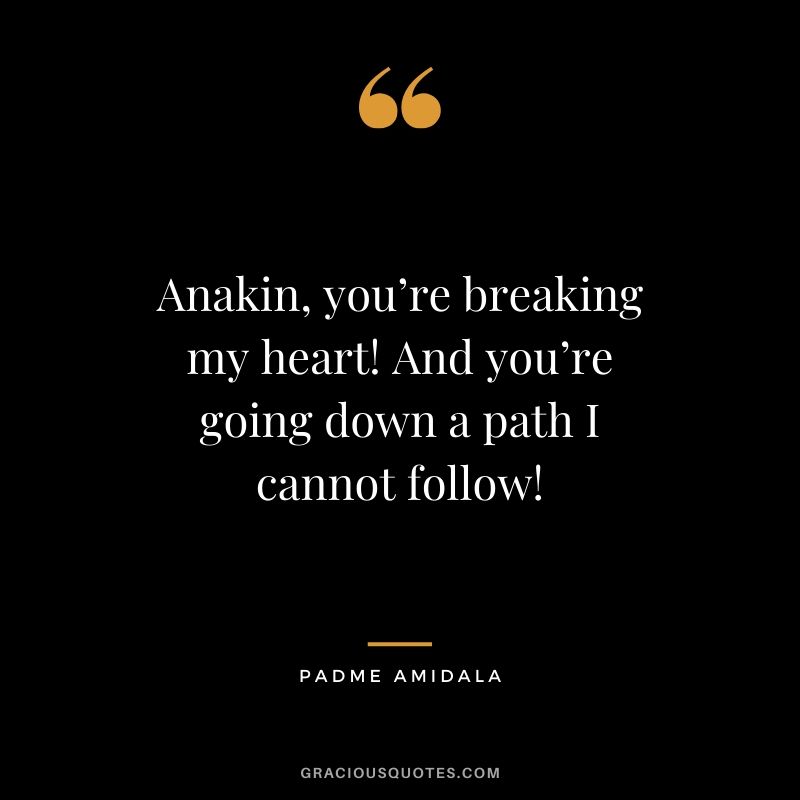 Anakin, you’re breaking my heart! And you’re going down a path I cannot follow! - Padme Amidala