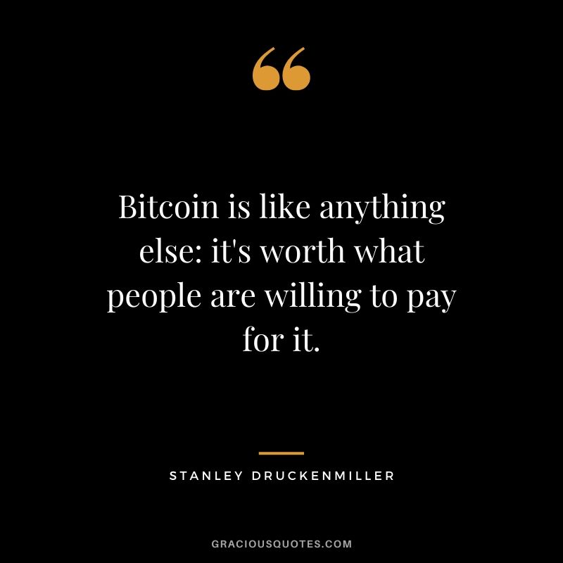 Bitcoin is like anything else - it's worth what people are willing to pay for it. - Stanley Druckenmiller