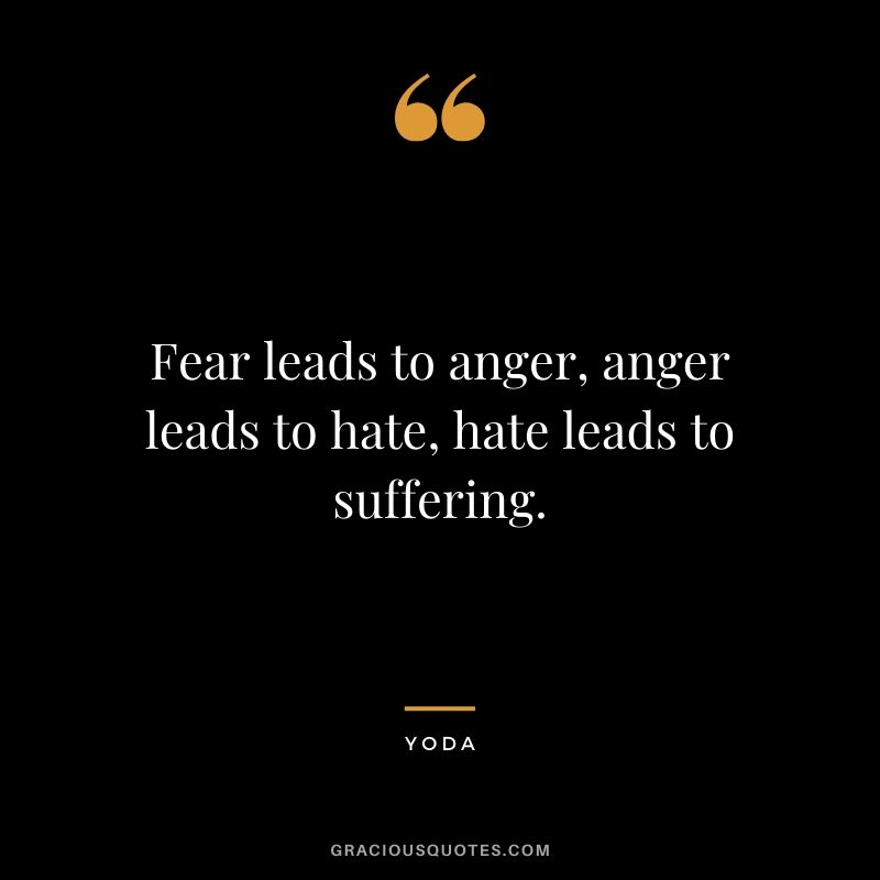 Fear leads to anger, anger leads to hate, hate leads to suffering. - Yoda