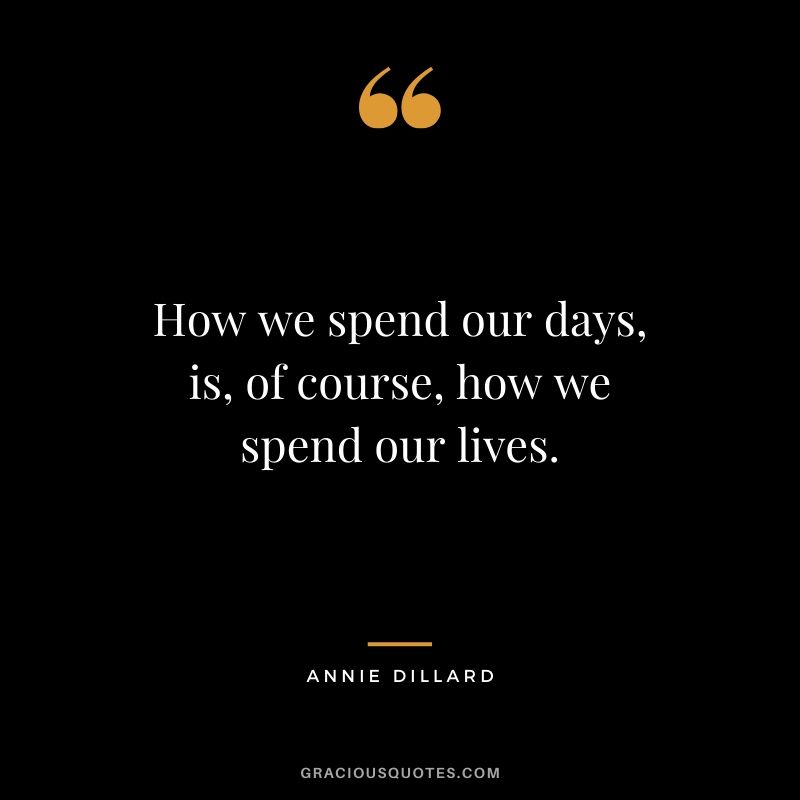 How we spend our days, is, of course, how we spend our lives. - Annie Dillard
