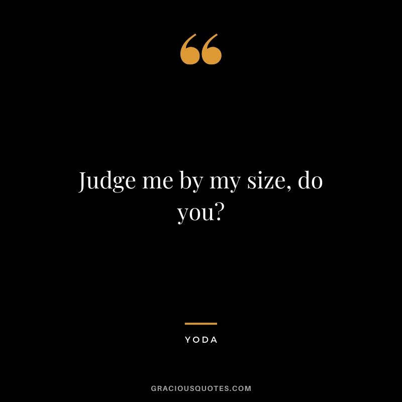 Judge me by my size, do you? - Yoda