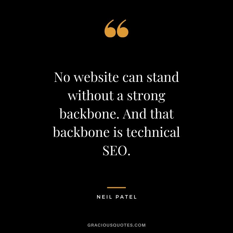 No website can stand without a strong backbone. And that backbone is technical SEO. - Neil Patel