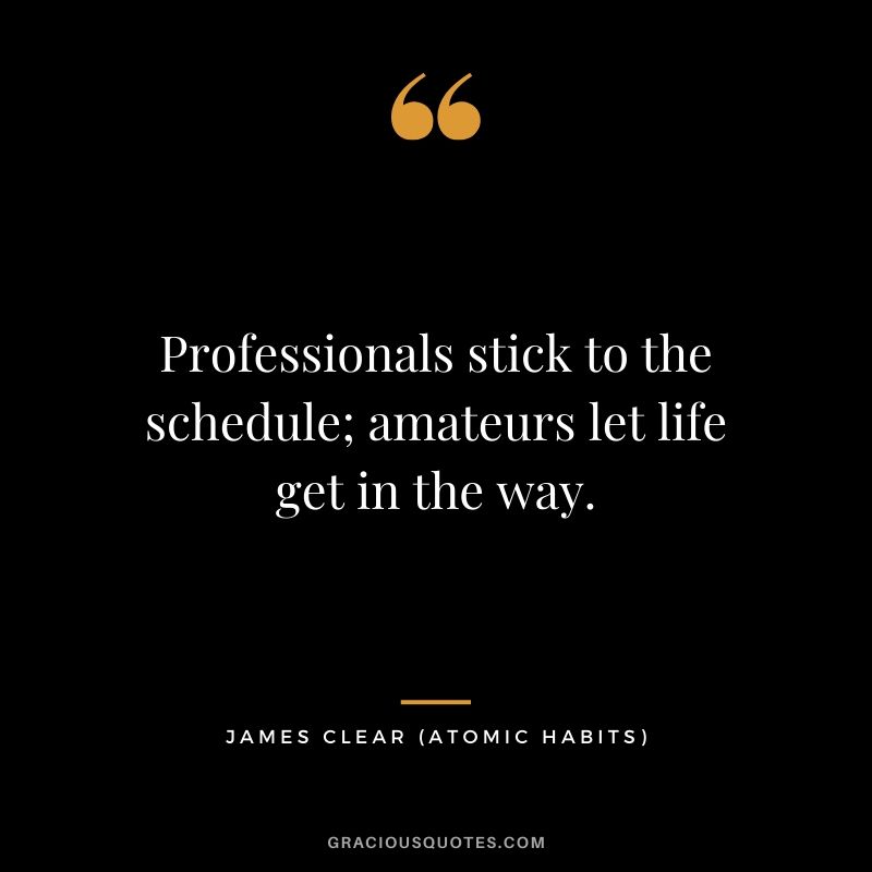 Professionals stick to the schedule; amateurs let life get in the way.