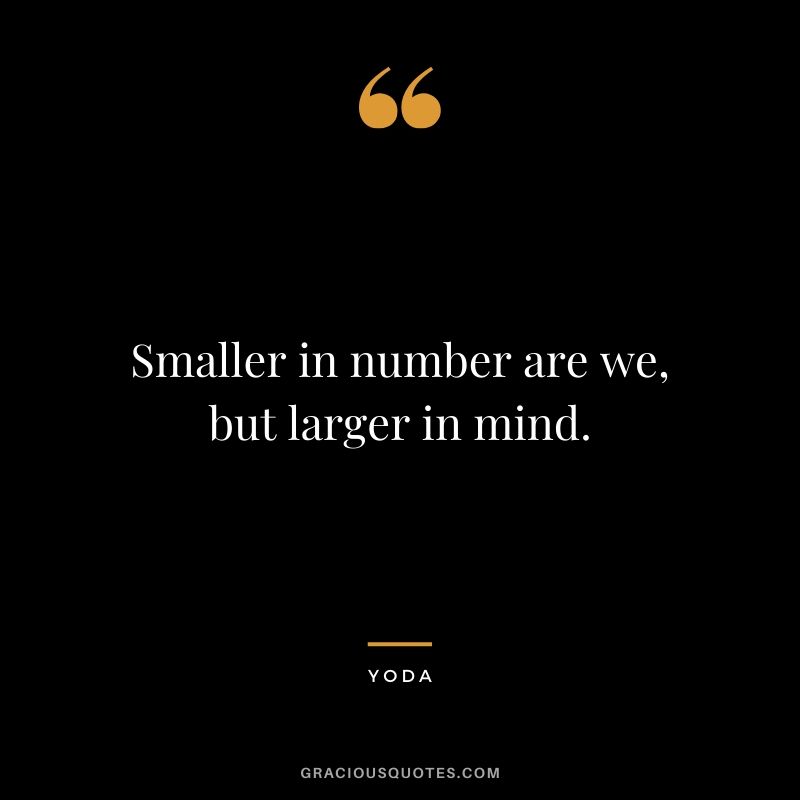 Smaller in number are we, but larger in mind.