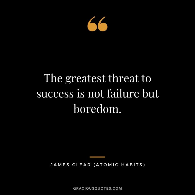 The greatest threat to success is not failure but boredom.