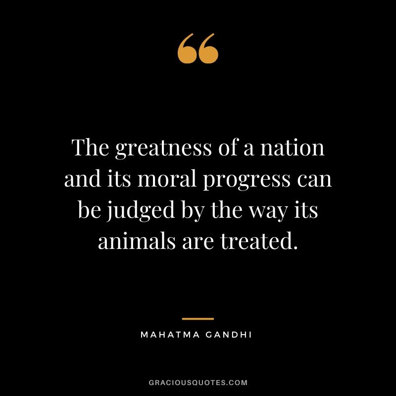The greatness of a nation and its moral progress can be judged by the way its animals are treated.