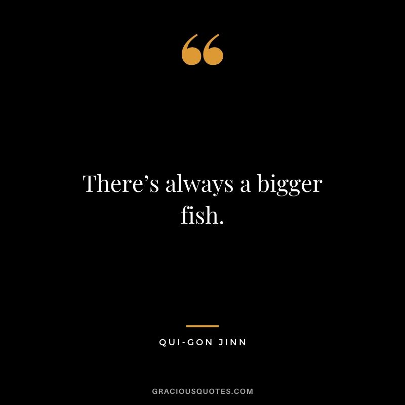 There’s always a bigger fish. - Qui-gon Jinn