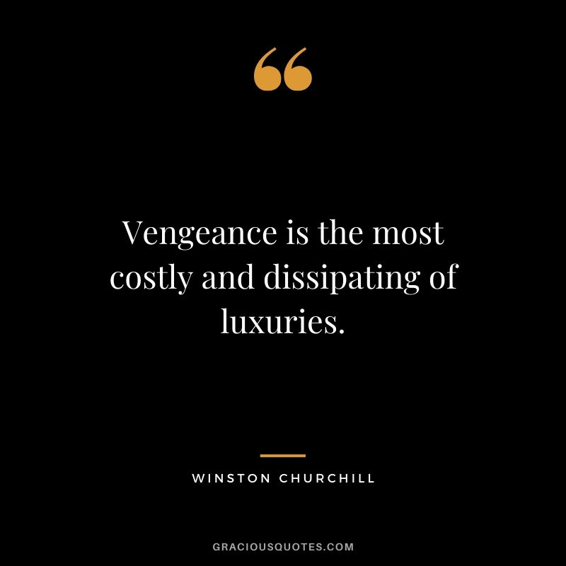 Vengeance is the most costly and dissipating of luxuries.