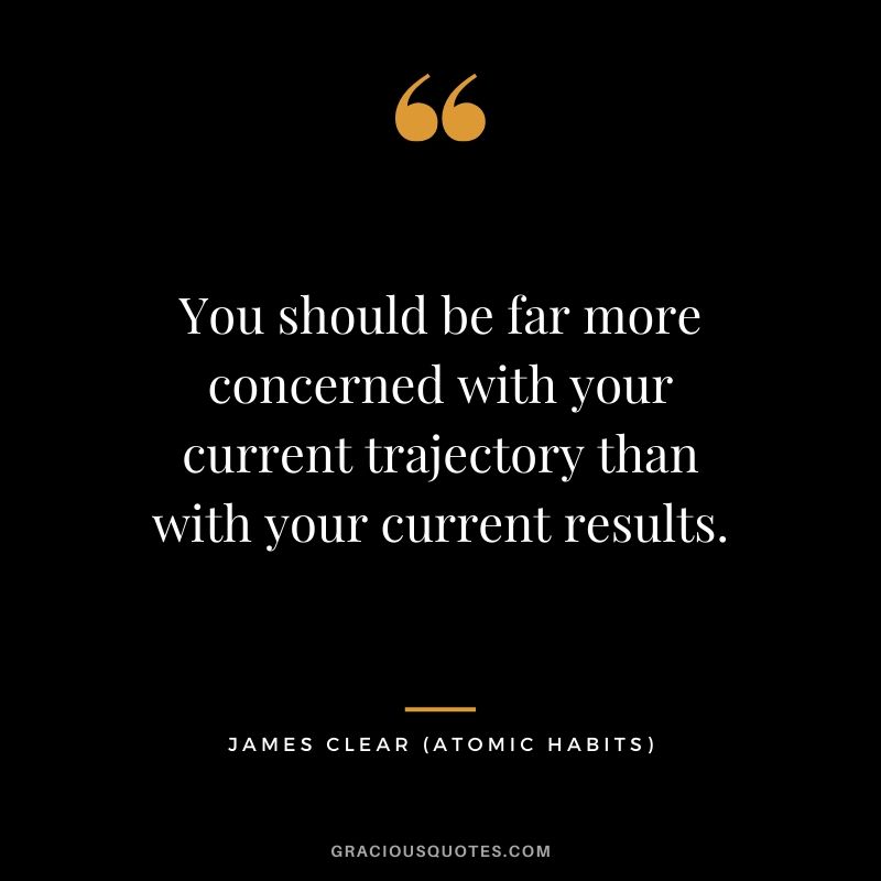 You should be far more concerned with your current trajectory than with your current results.