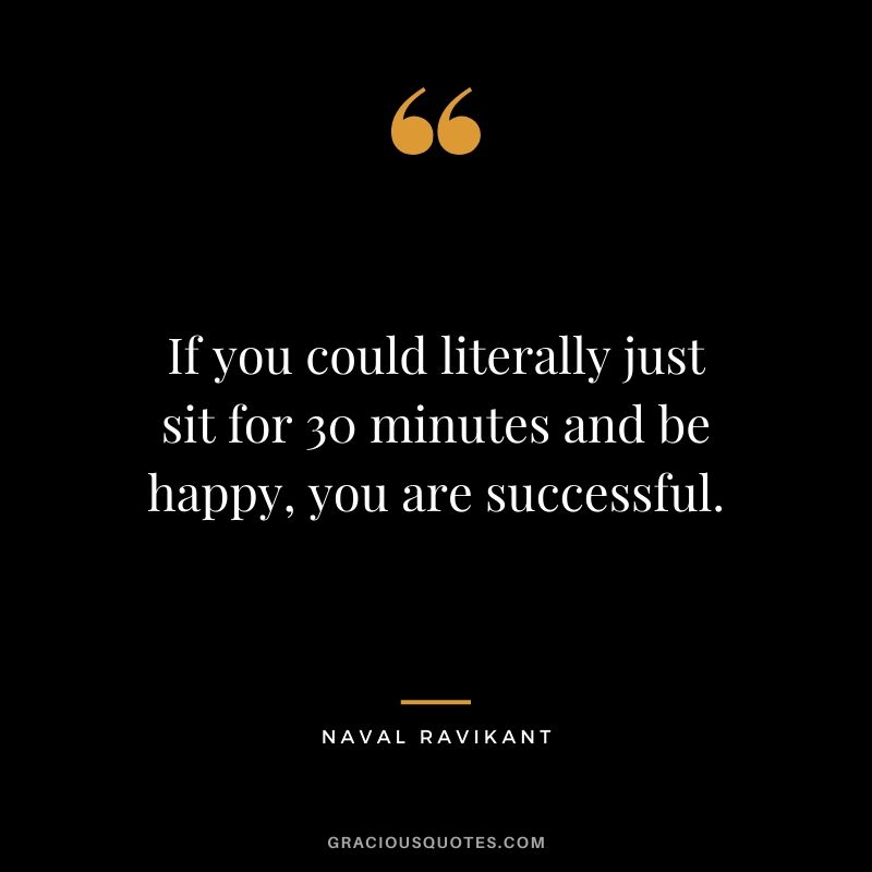 If you could literally just sit for 30 minutes and be happy, you are successful.