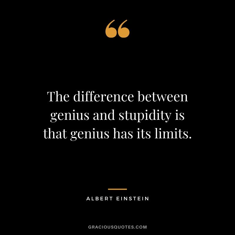 The difference between genius and stupidity is that genius has its limits.