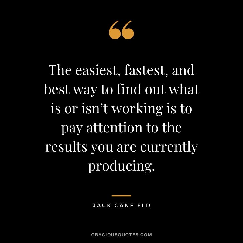 The easiest, fastest, and best way to find out what is or isn’t working is to pay attention to the results you are currently producing.