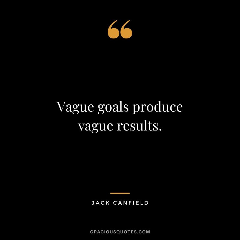 Vague goals produce vague results.