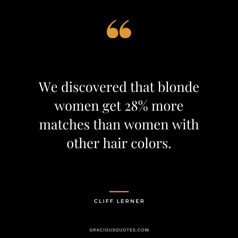 We discovered that blonde women get 28% more matches than women with other hair colors.