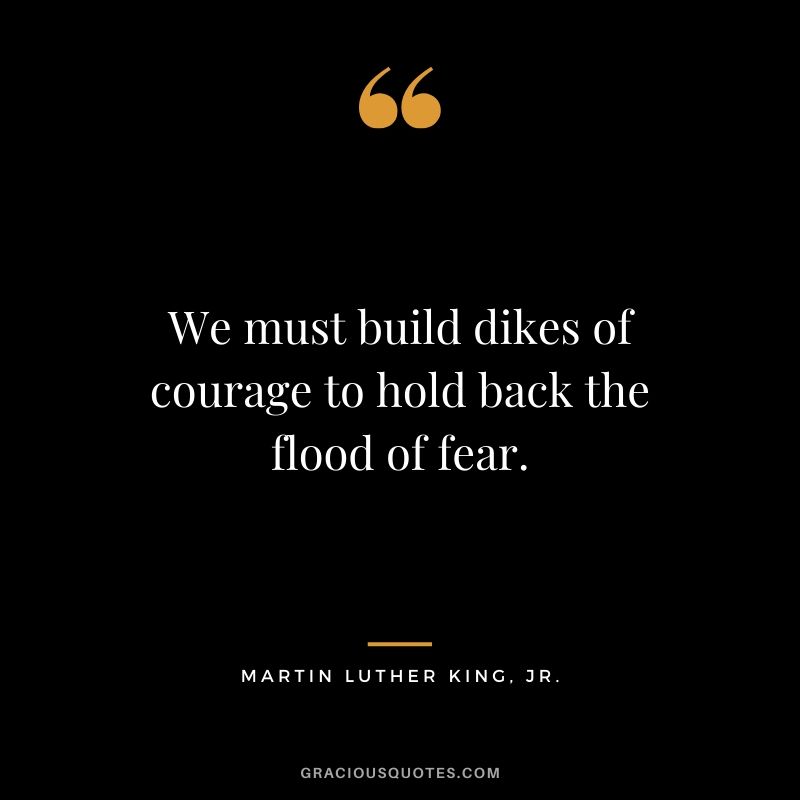 We must build dikes of courage to hold back the flood of fear. - Martin Luther King. Jr.