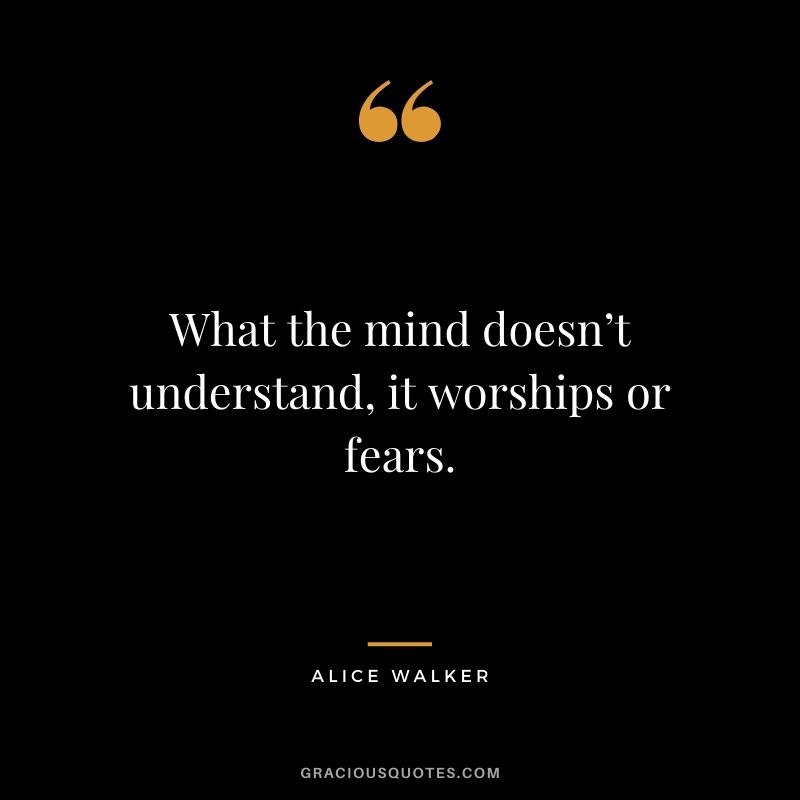 What the mind doesn’t understand, it worships or fears. - Alice Walker