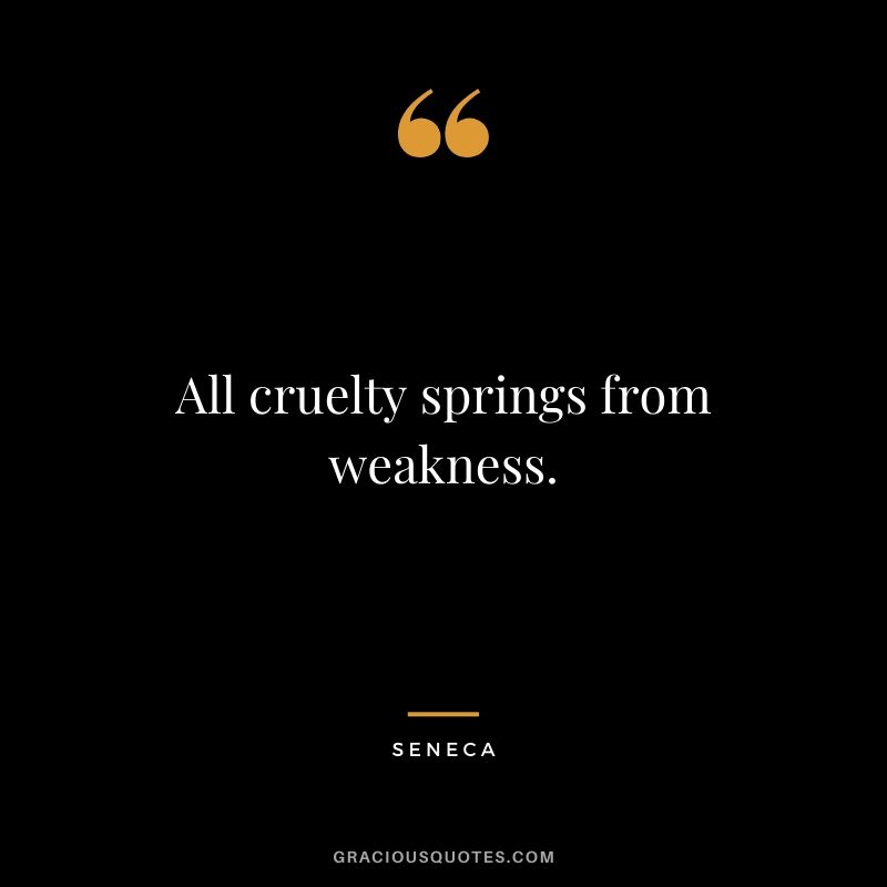 All cruelty springs from weakness. - Seneca
