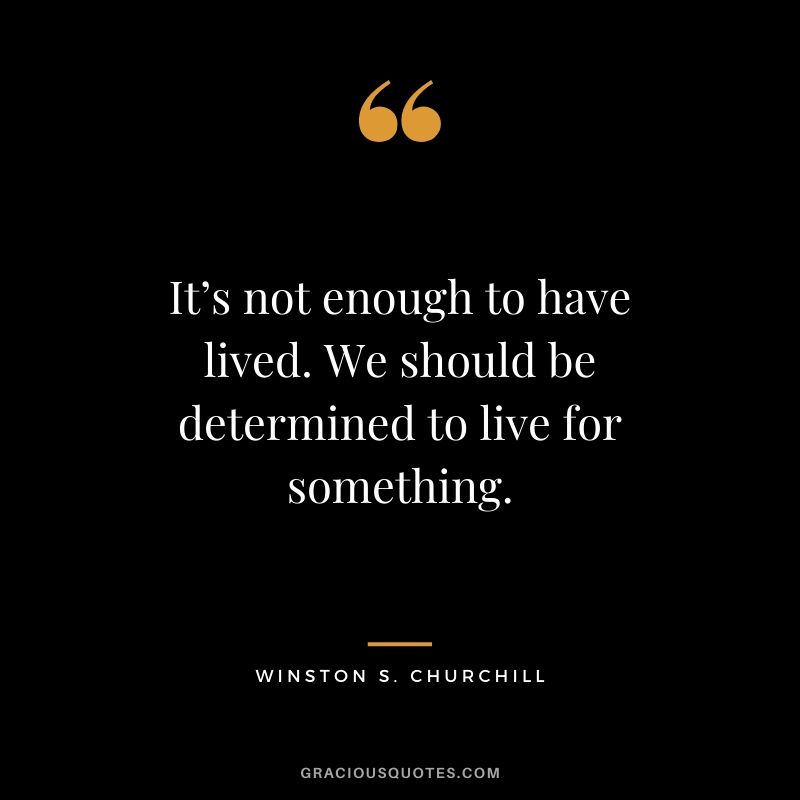 It’s not enough to have lived. We should be determined to live for something. - Winston S. Churchill