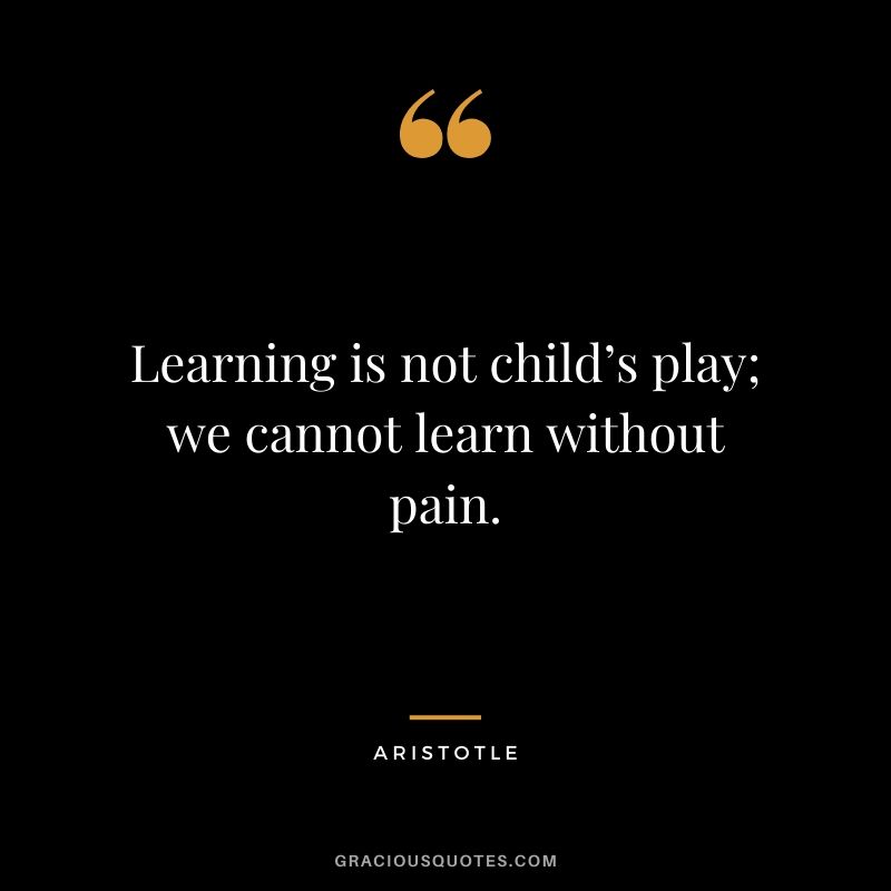 Learning is not child’s play; we cannot learn without pain.