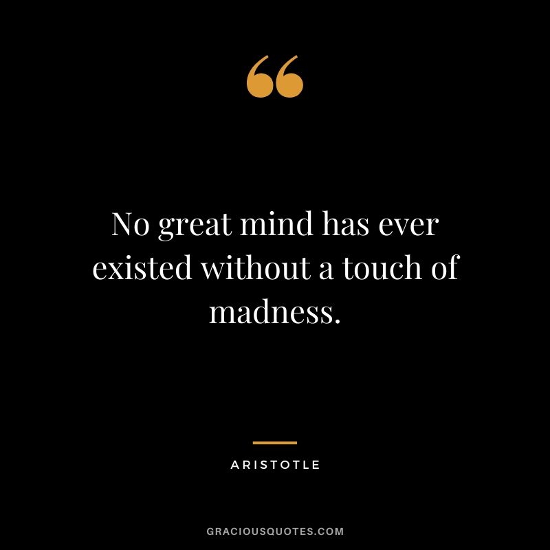 No great mind has ever existed without a touch of madness.