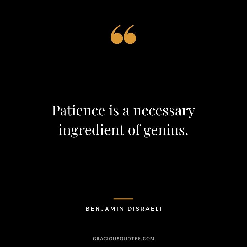 Patience is a necessary ingredient of genius.