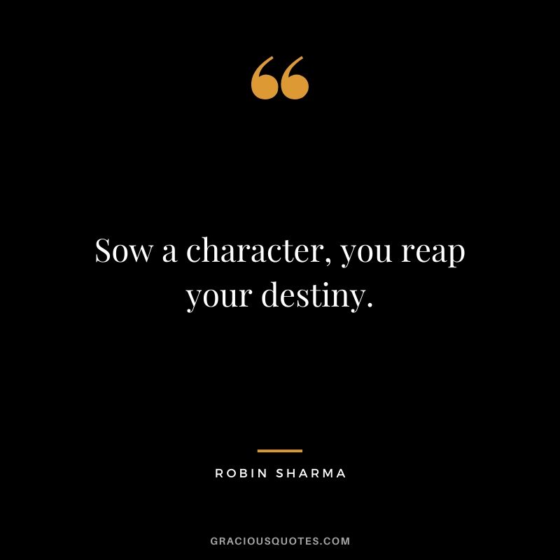 Sow a character, you reap your destiny.
