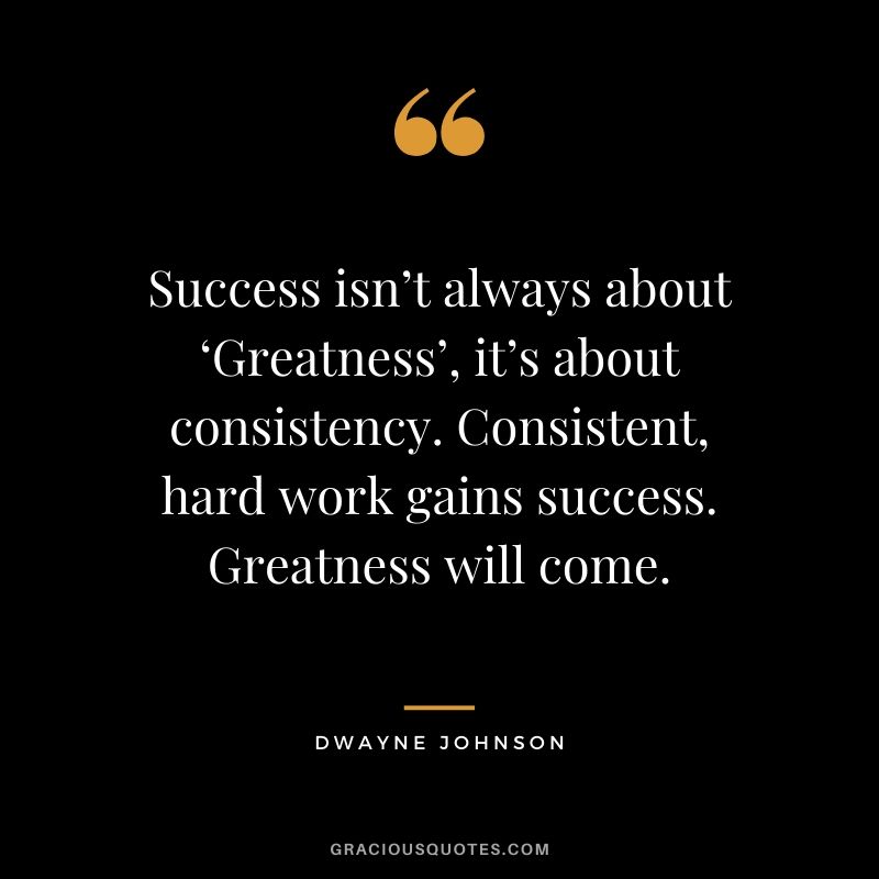 Success isn’t always about ‘Greatness’, it’s about consistency. Consistent, hard work gains success. Greatness will come.