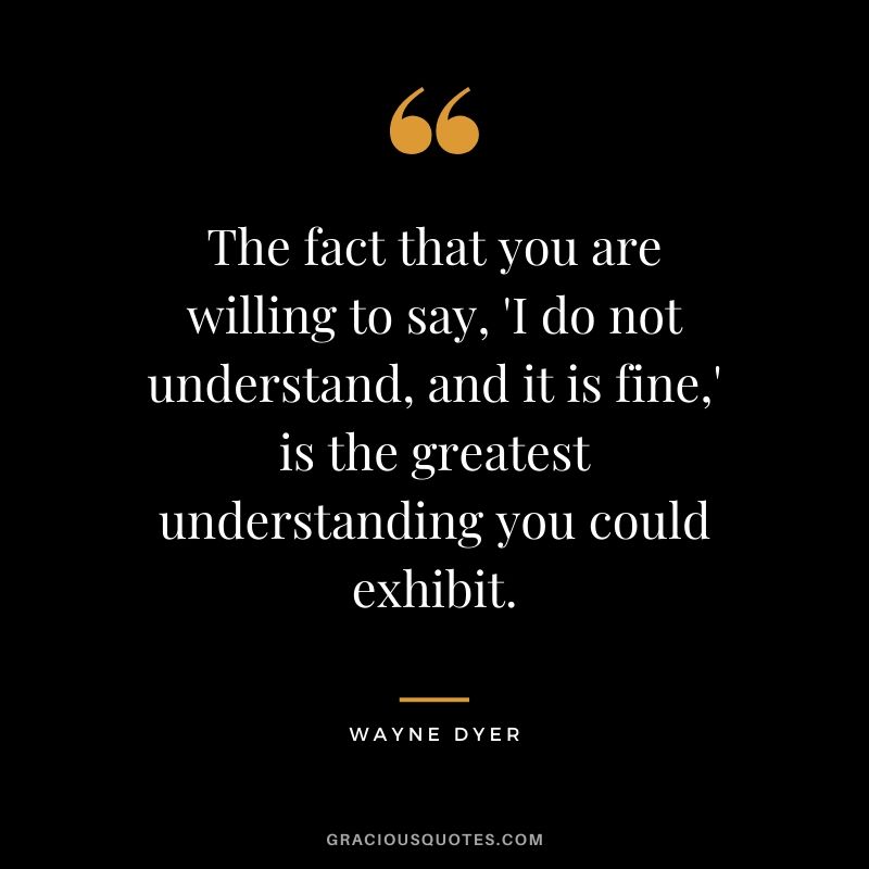 The fact that you are willing to say, 'I do not understand, and it is fine,' is the greatest understanding you could exhibit.