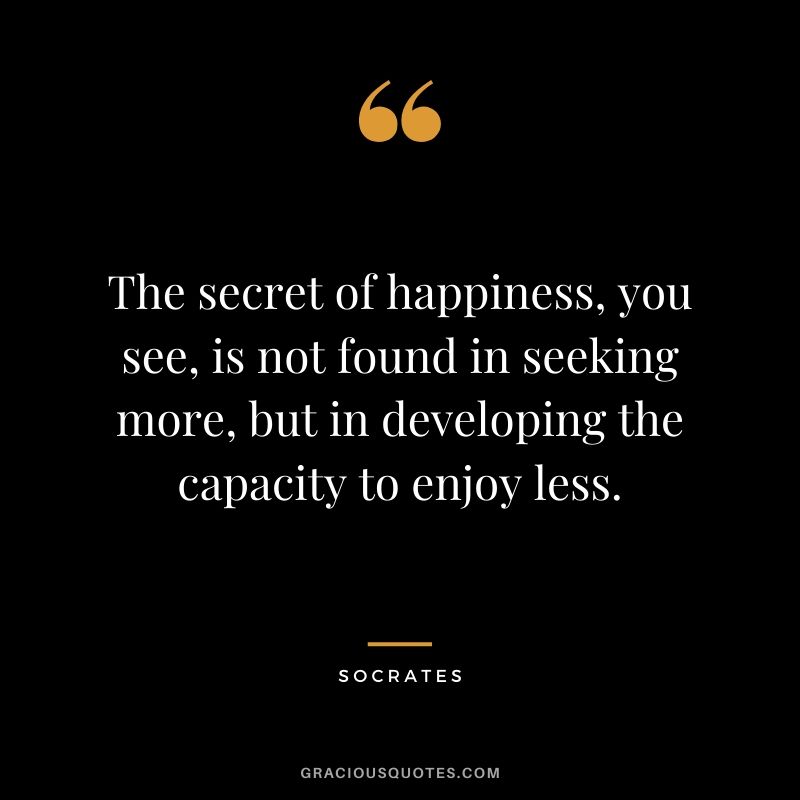 The secret of happiness, you see, is not found in seeking more, but in developing the capacity to enjoy less.