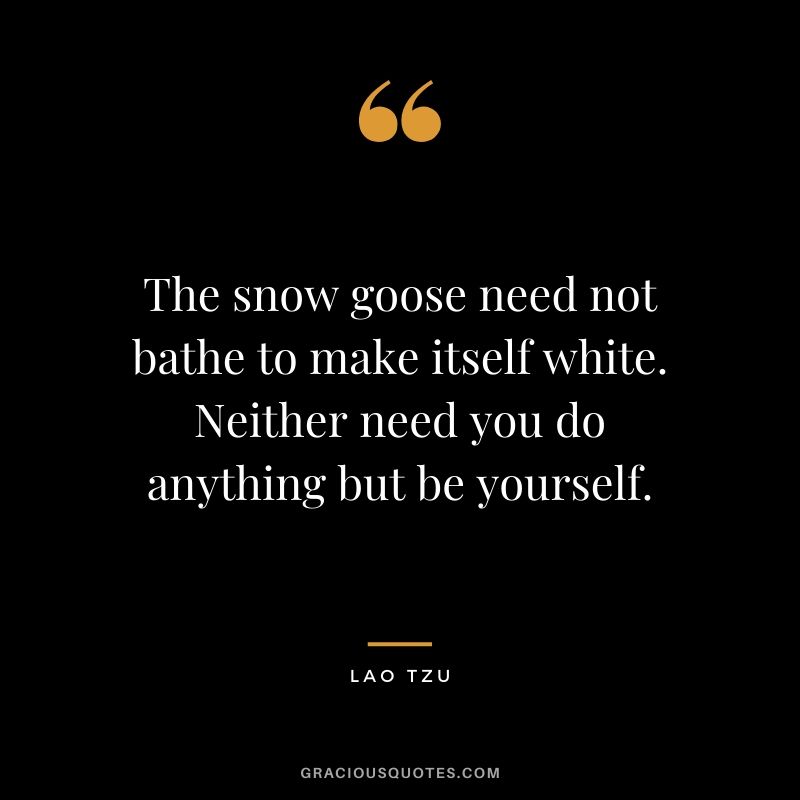 The snow goose need not bathe to make itself white. Neither need you do anything but be yourself.