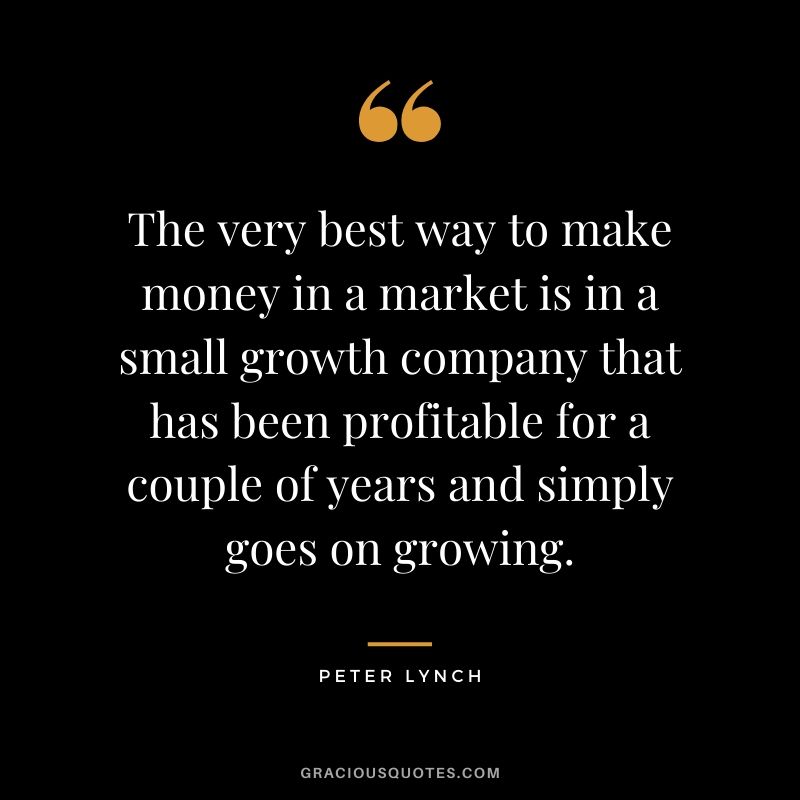 The very best way to make money in a market is in a small growth company that has been profitable for a couple of years and simply goes on growing.