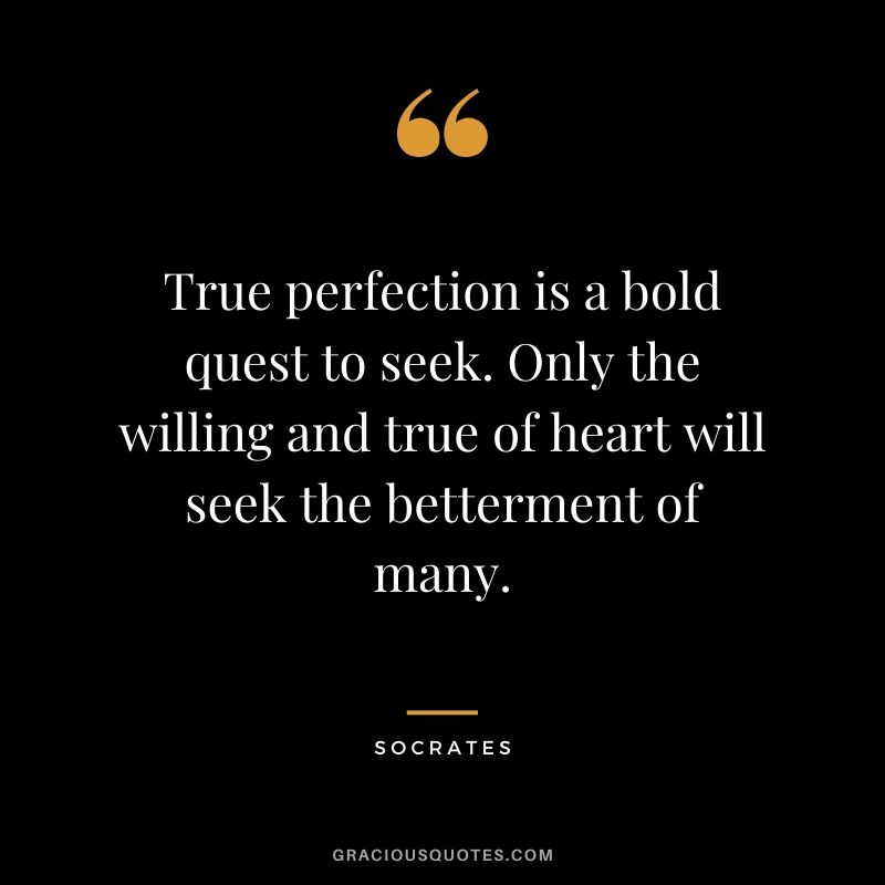 True perfection is a bold quest to seek. Only the willing and true of heart will seek the betterment of many.