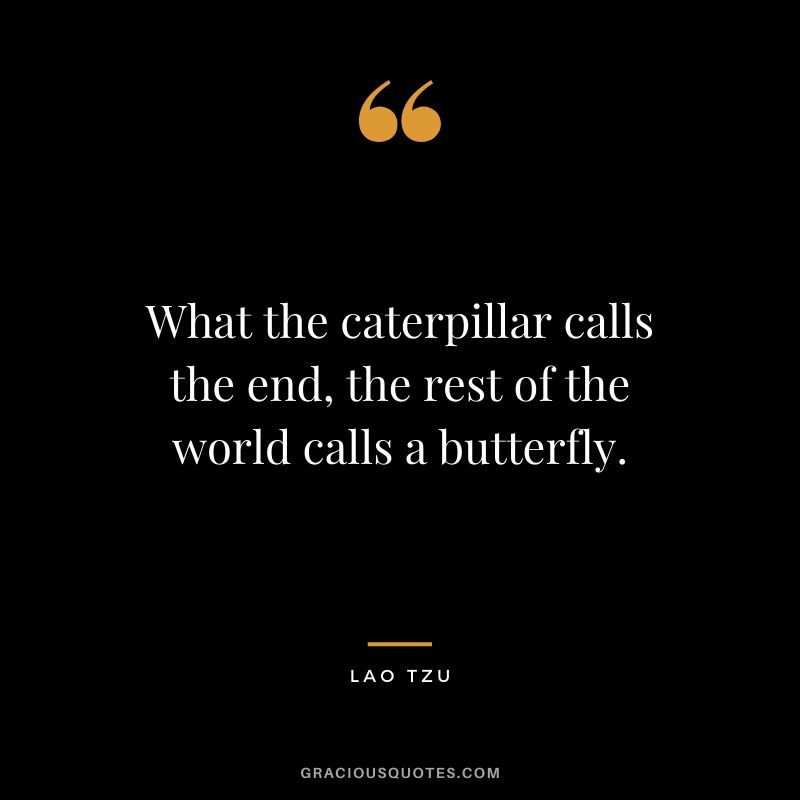 What the caterpillar calls the end, the rest of the world calls a butterfly.