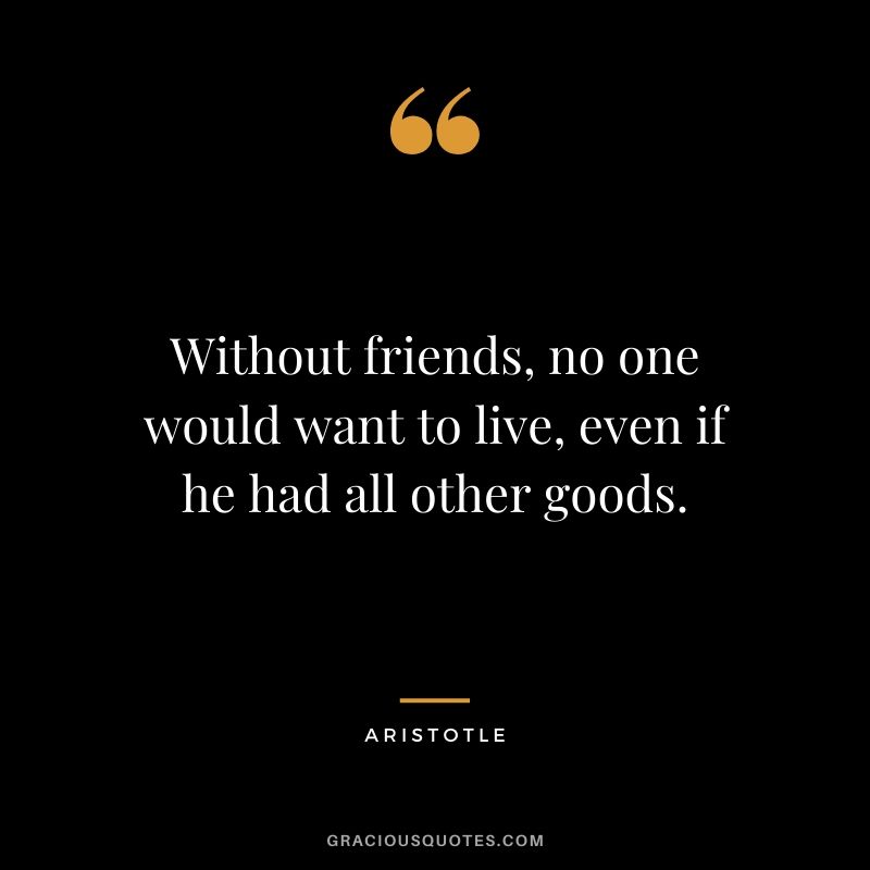 Without friends, no one would want to live, even if he had all other goods.