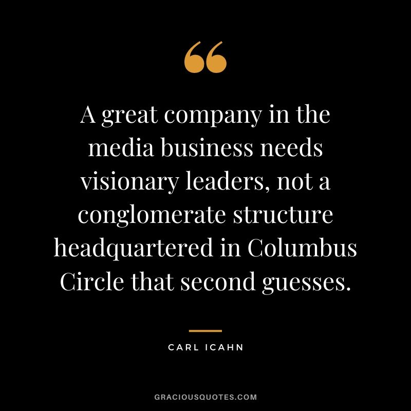 A great company in the media business needs visionary leaders, not a conglomerate structure headquartered in Columbus Circle that second guesses.