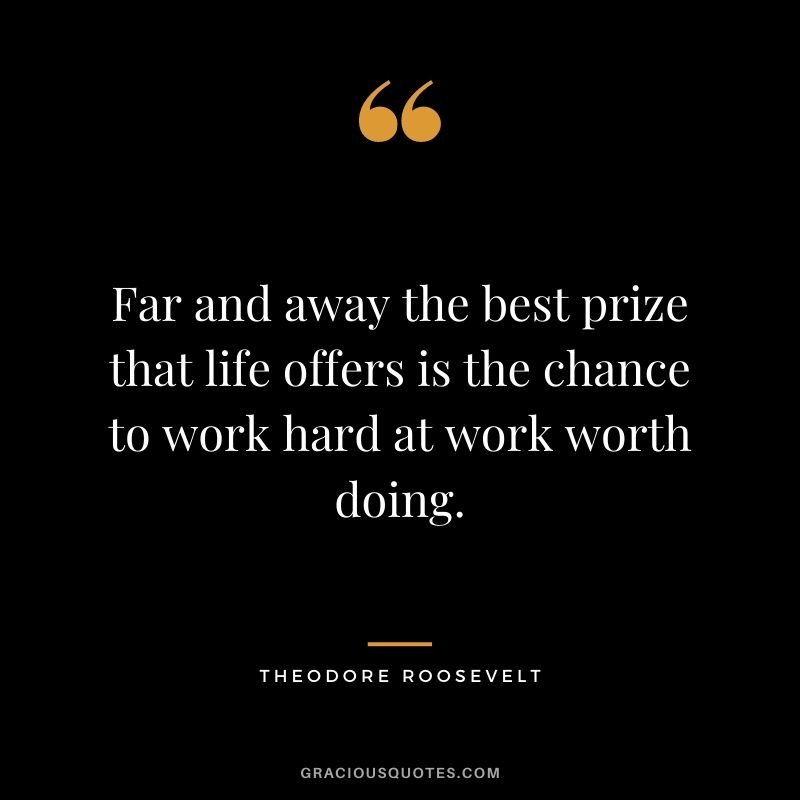 Far and away the best prize that life offers is the chance to work hard at work worth doing. - Theodore Roosevelt