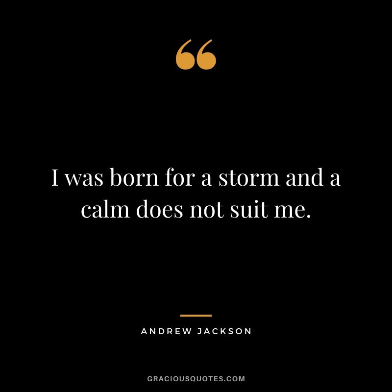 I was born for a storm and a calm does not suit me.