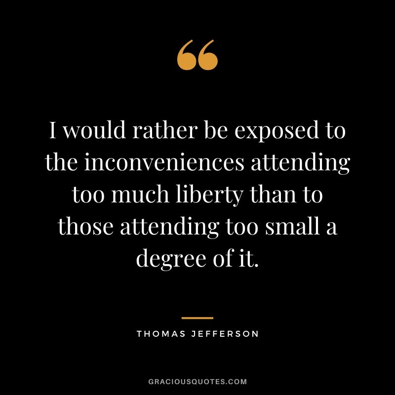 I would rather be exposed to the inconveniences attending too much liberty than to those attending too small a degree of it.
